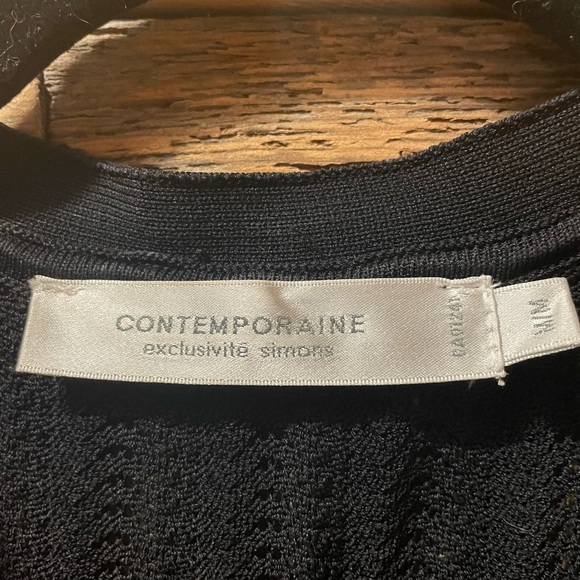 Contemporaine black open knit cardigan size M - Picture 2 of 6